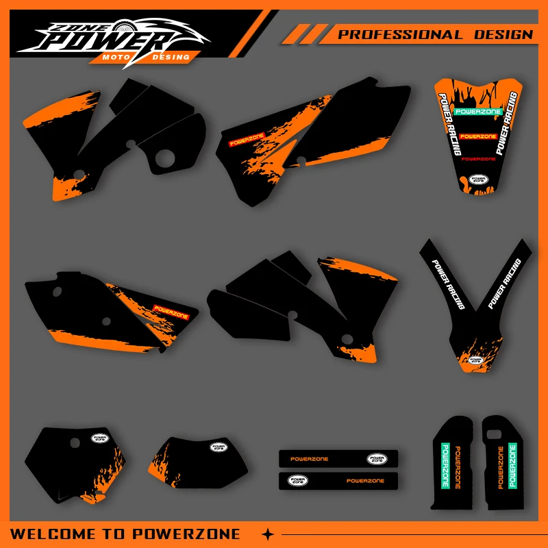 

POWERZONE Мотокросс Team Графический фон Наклейки Наборы наклеек для KTM 2003 2004 SXF SX 2004 EXC EXC-F Индивидуальный номер 01