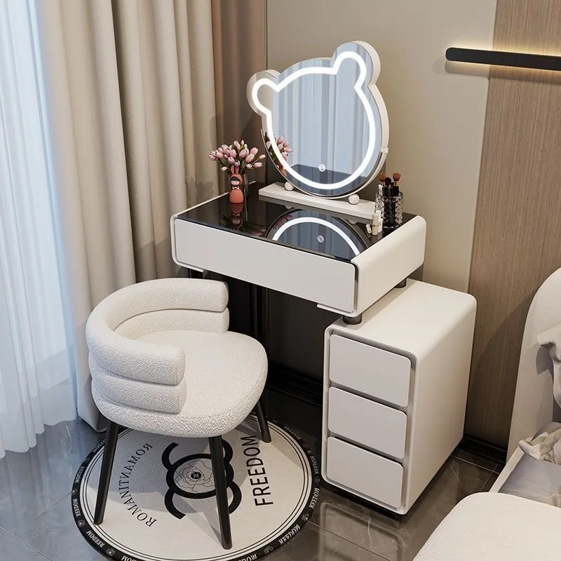Selected high-quality dresser, new modern minimalist small space luxury solid wood cream style dresser with smart cabinet