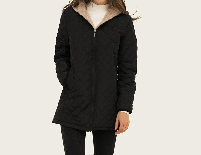 

2025 Новая теплая хлопковая куртка с капюшоном и длинными рукавами для женщин, повседневная с капюшоном средней длины