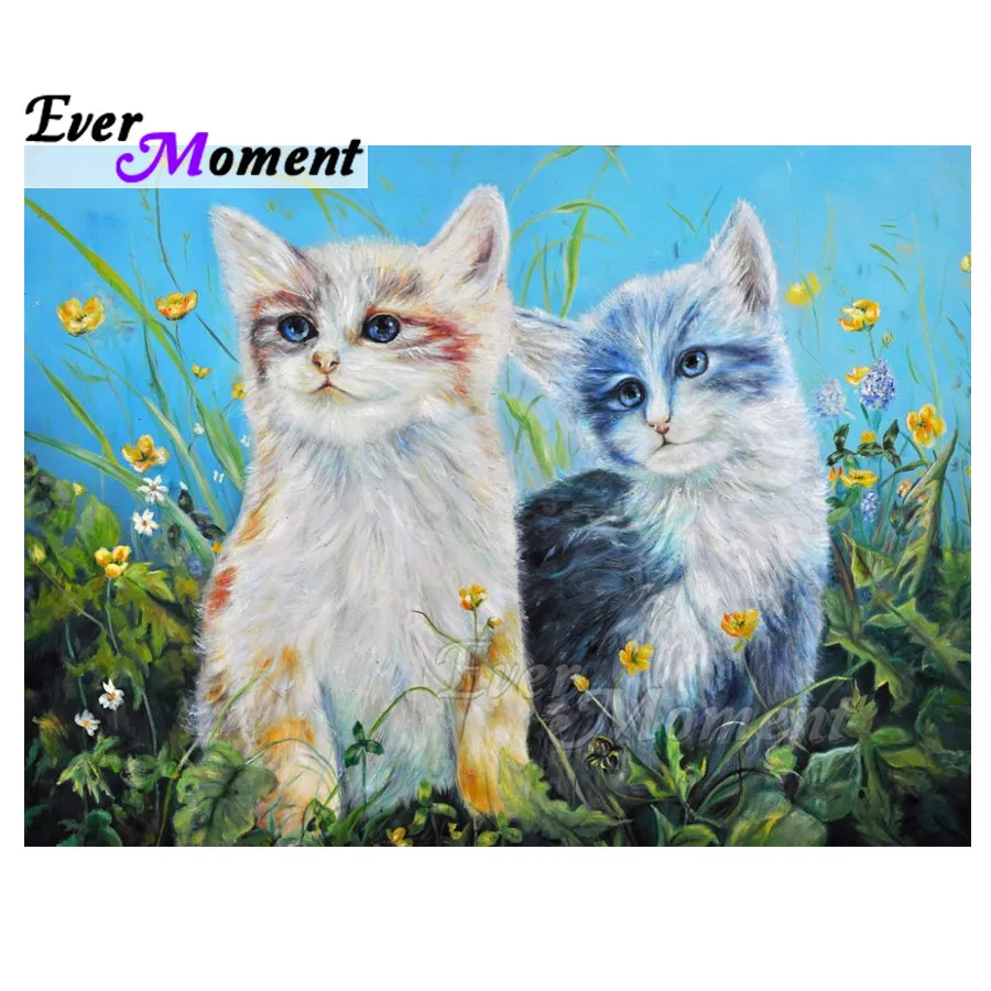 

Алмазная картина Ever Moment, мозаика, кошки, полная квадратная дрель, картина со стразами, алмазная вышивка, украшение для дома ASF1482