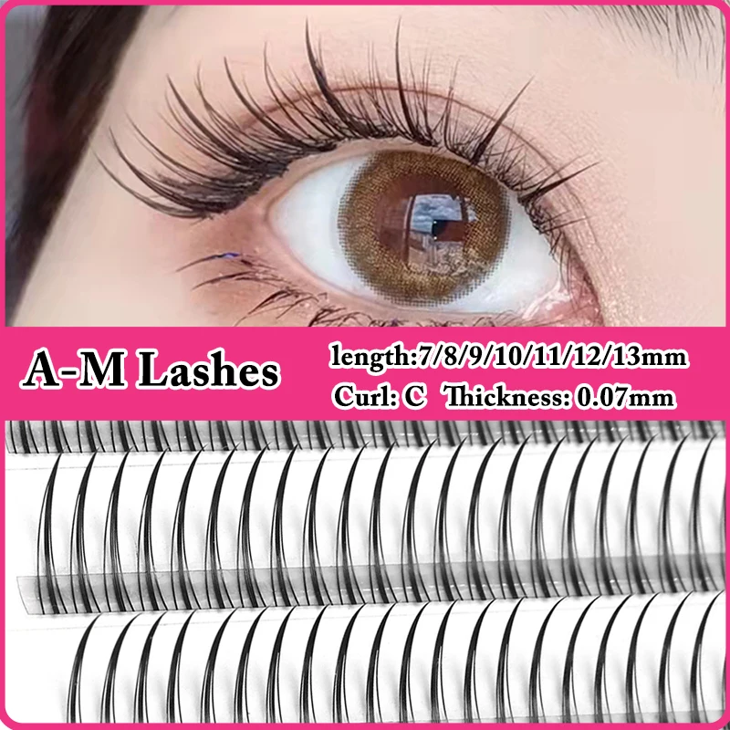 Yelix A/M Shape Spikes Cluster Eyelash Extension Fish Tail Mix False Lashes Individual Makeup Natural Premade Fan Cosplay