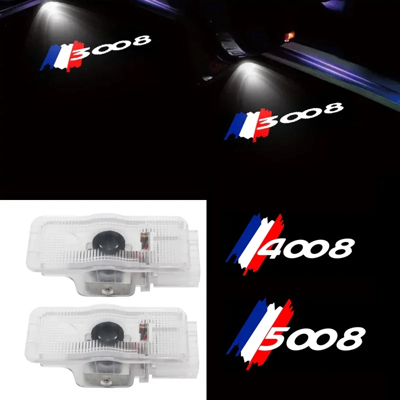 

2Pcs LED for Peugeot 3008 4008 5008 Car Door Welcome Lights Logo Projector Ghost Shadow Lamp Courtesy Laser Light Accessories