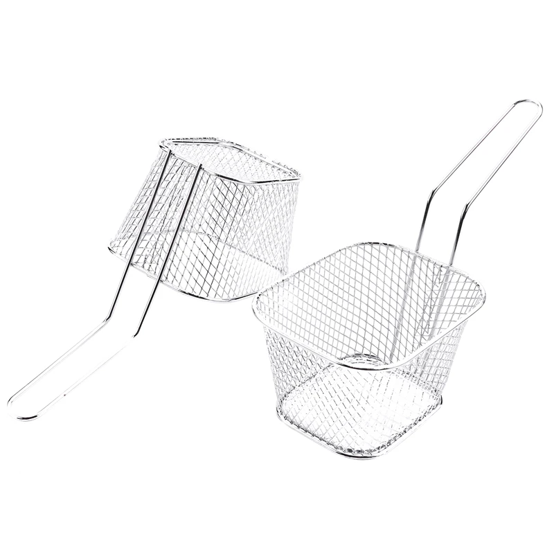 4Pcs/Lot Chips Mini Fry Baskets Stainless Steel Fryer Basket Strainer Serving Food Presentation Cooking Tool French Fries Basket