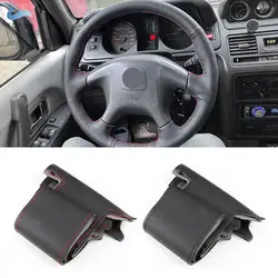 For Mitsubishi L200 1997-2006 Pajero Pinin Space Gear 1998-2001 Hand-stitched Perforated Leather Car Steering Wheel Cover Trim