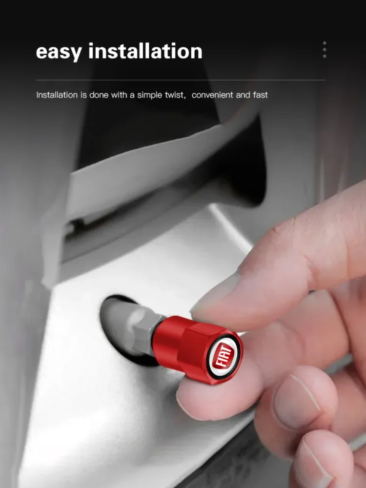 Bouchons de Valve de pneu de voiture en métal 3D, 4 pièces, couvercle anti-poussière de roue pour FIAT Abarth 500 Tipo FR Panda Argo Freemont Viaggio Bravo Punto Doblo