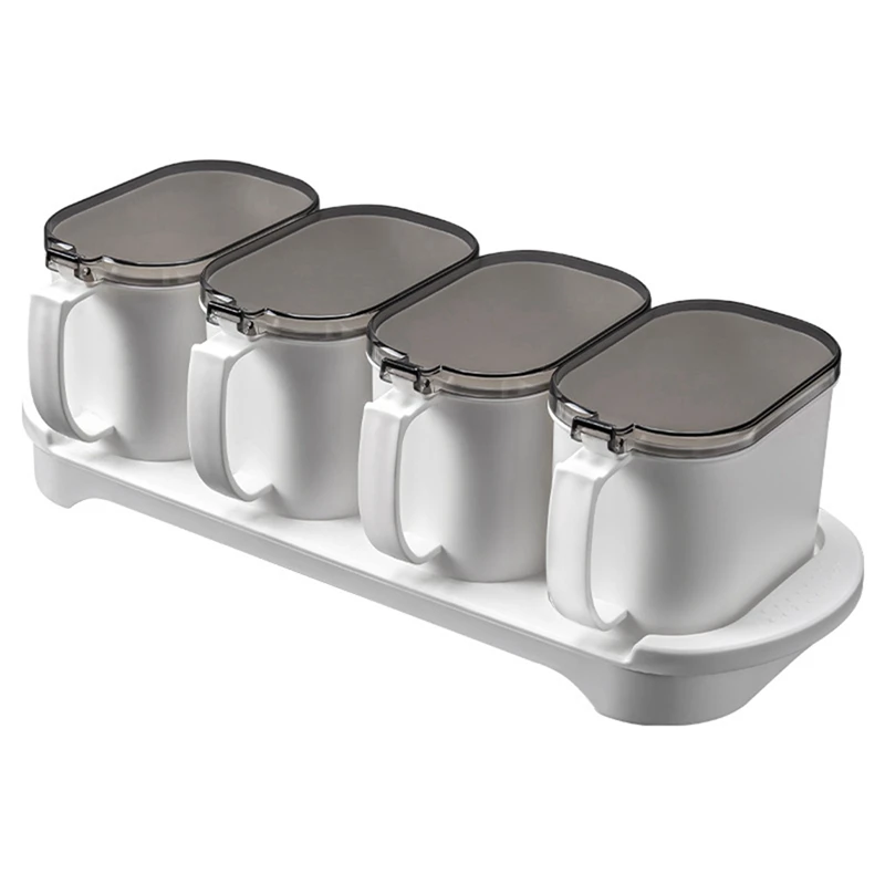 

A24F-Seasoning Box Set Seasoning Storage Container With Spoon Airtight Spice Box Condiment Jars For Spice Salt Sugar Box