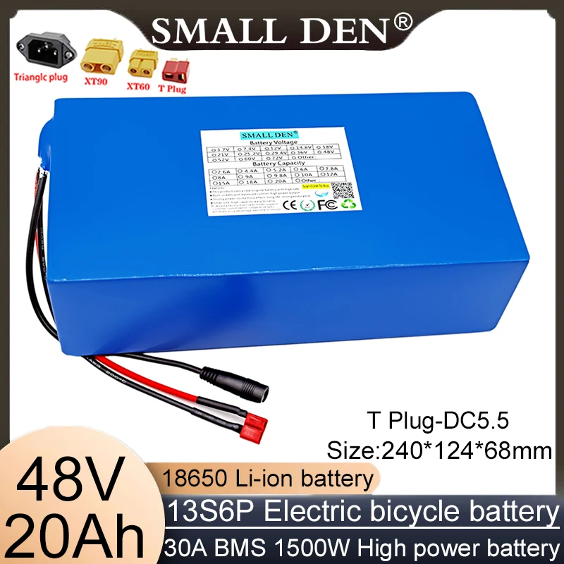 18650 новый литий-ионный аккумулятор 48V20AH 13S6P аккумуляторная батарея 20000 мАч 1500 Вт подходит для электрических скутеров и велосипедов
