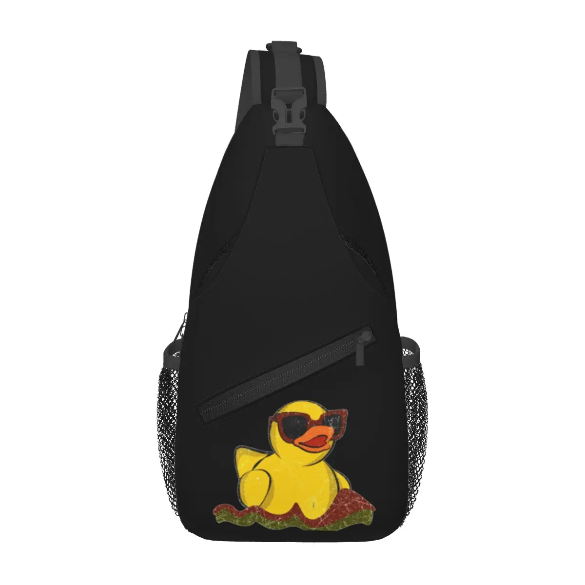 Cute Yellow Rubber Toy Rubber Duck Ducky Chest Bag Men Sling Crossbody Backpack Chest Bag Travel Hiking Daypack Shoulder Bag