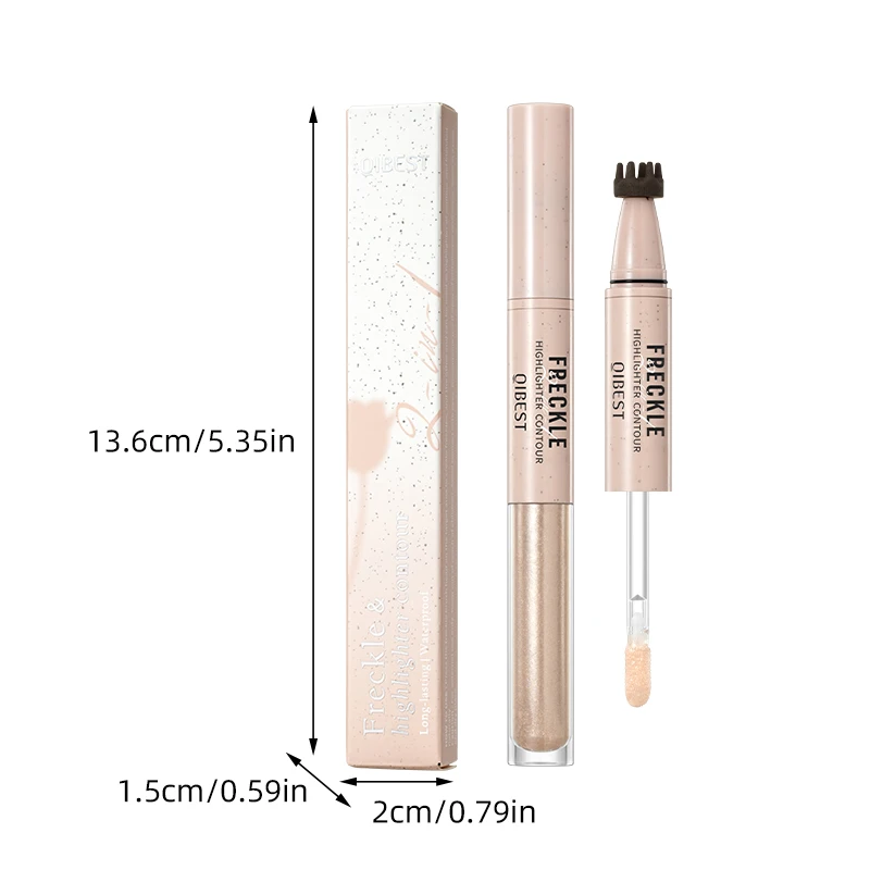 QIBEST taches de rousseur à Double tête flash fin point culminant longue durée mat naturel multi-usages taches de rousseur à double extrémité maquillage de Contour