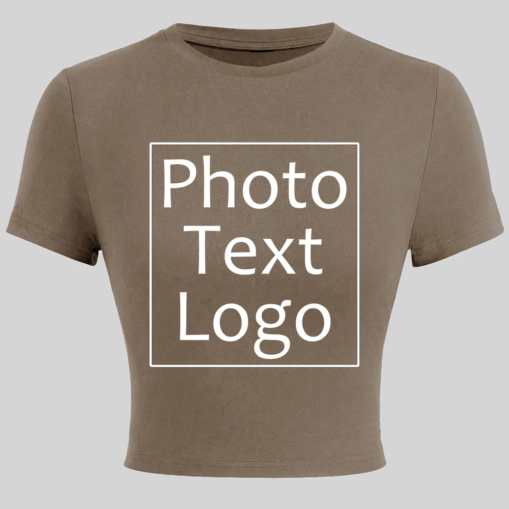 Personalized Custom Women's T Shirts Tight Slim Trendy Crop Top Casual Simple All-Match Short Sleeve Street Y2K O-Neck Clothing