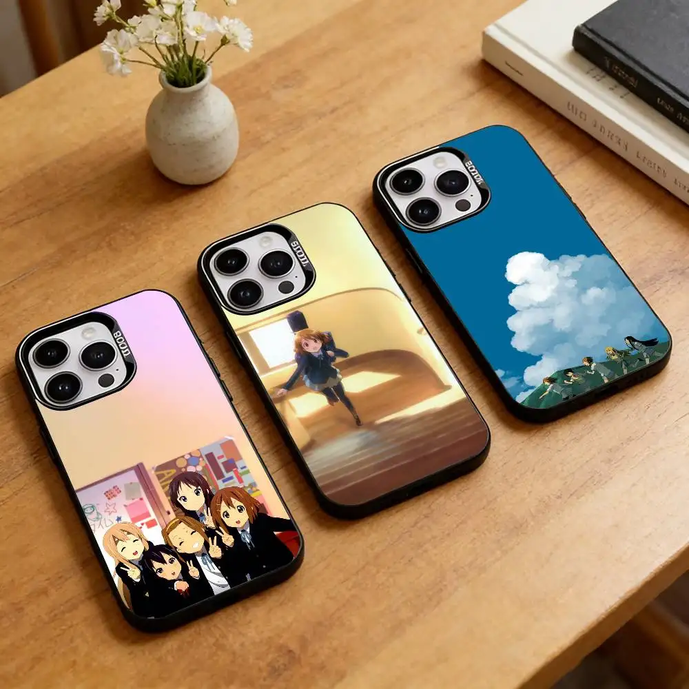 

K-K ON! Kakifly Anime Band Girl Phone Case For iPhone 17,16,15,14,13,12,11 Plus,Pro Max,XS,Colored Silver Plated Inside Cover