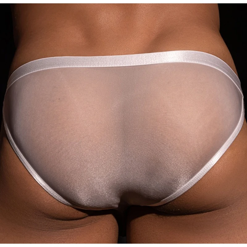 الرجال مثير الملابس الداخلية تنفس منخفضة الارتفاع النفط لامعة لامعة ملخصات انظر من خلال السروال تعزيز القضيب الحقيبة سراويل سيور مرنة