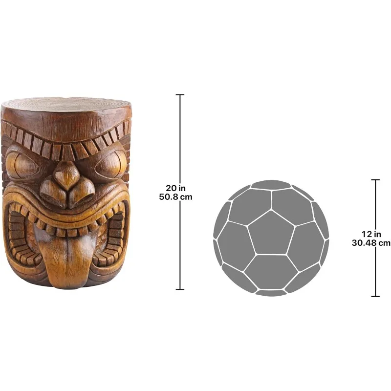 Indoor/Outdoor Side Table Statue, Patio, Den, 20 Inch Tall, Cast Stone Resin, Woodtone Finish High Quality Engraving Table