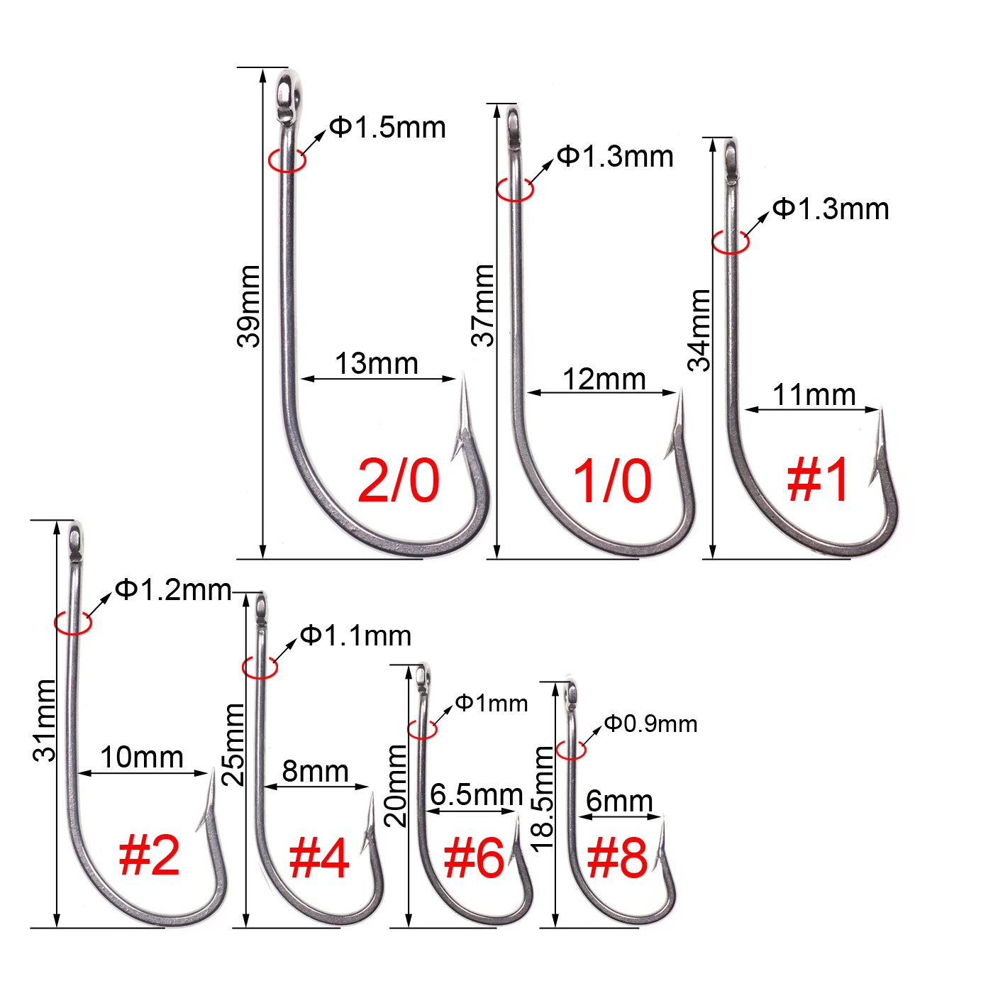 Wifreo 50PCS Stainless Steel O\'SHAUGHNESSY Long Shank Hook Freshwater Bait Fishing Clouser Minnow Saltwater Flies Tying Hooks