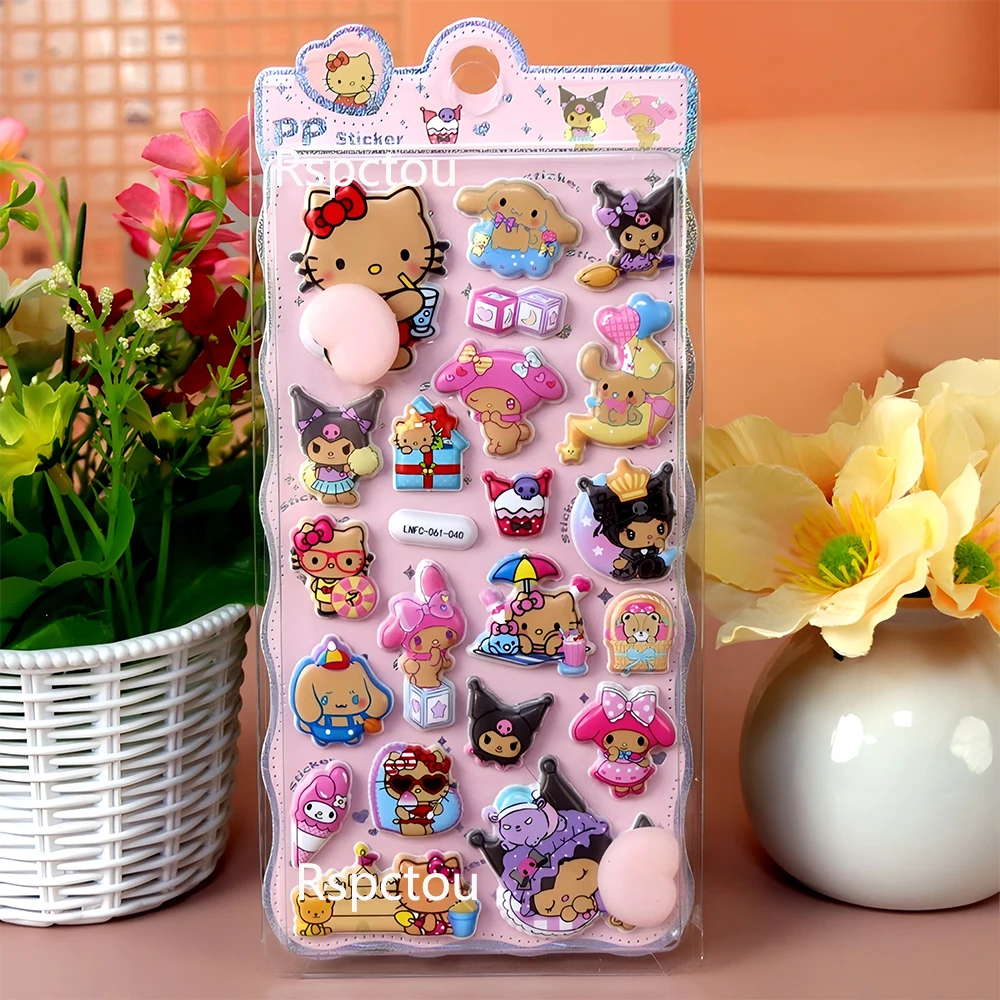 Bonito sanrio feliz nádegas adesivos minha melodia kuromi macio pinched descompressão 3d alívio adesivo dos desenhos animados recompensa bolha decalques