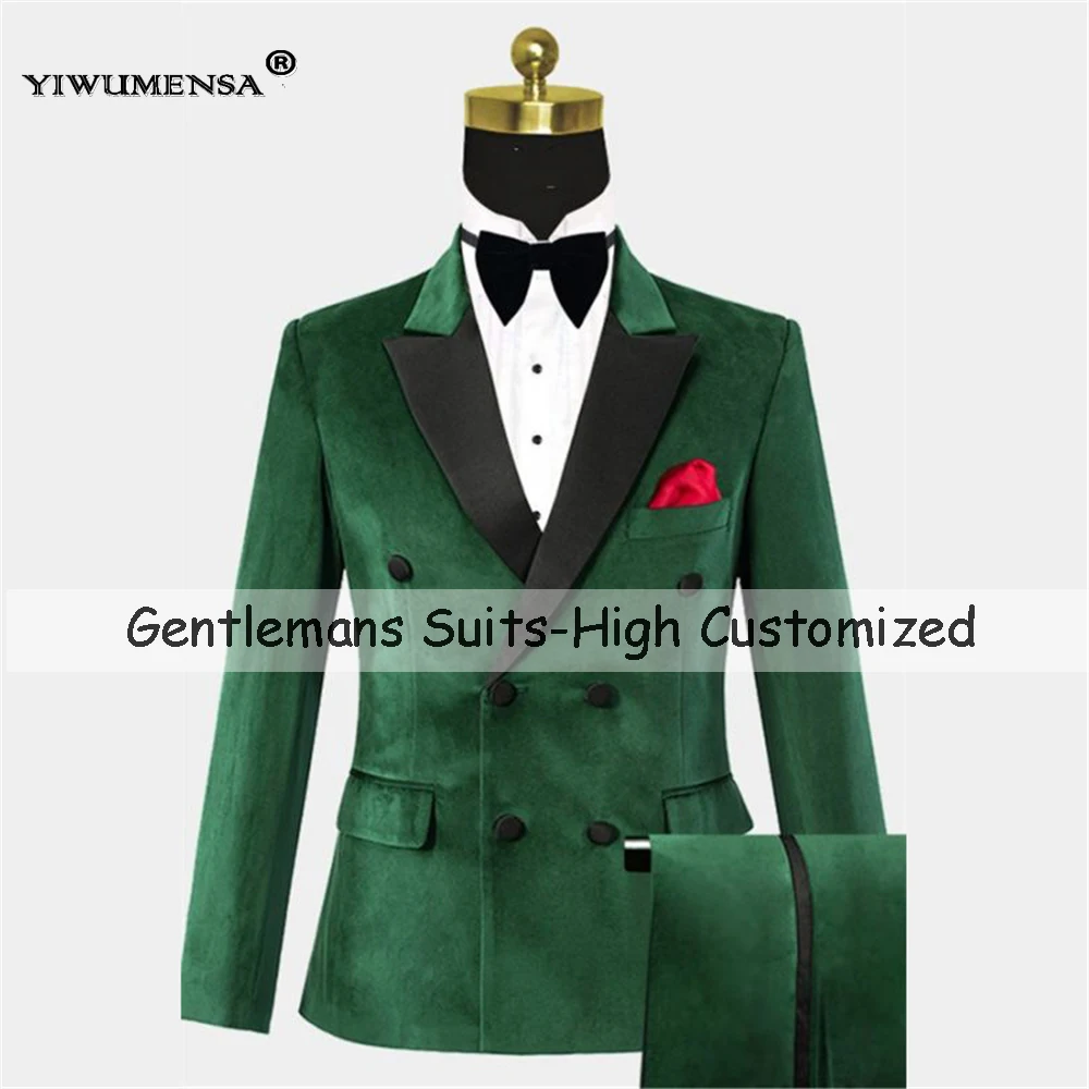 

Spring/Autumn Mens Suits For Wedding Double Breasted Coat Pant 2 Pieces Set Tailor-Made Formal Evening Blazer Ternos Para Hombre