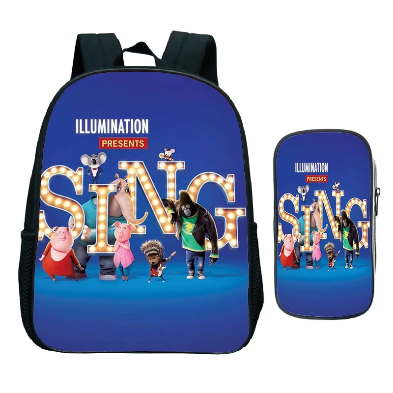 Movie Sing 2 School Bags 2Pcs Set Girls Boys Orthopedic Kids Bookbag Lightweight Children Backpack With Pencil Case Mochila Gift