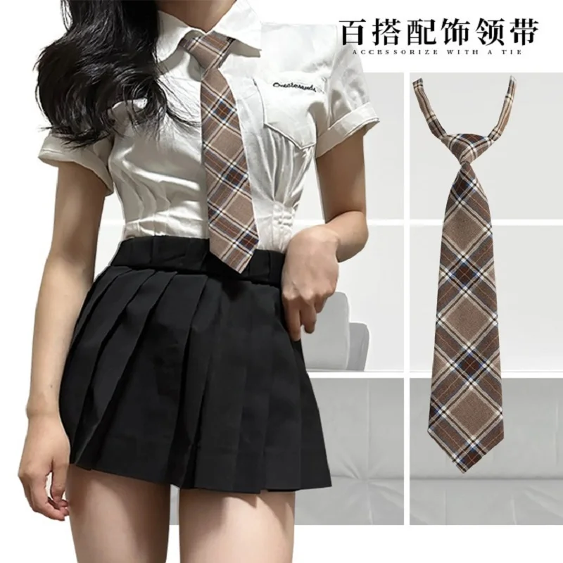 Girl And Women's Tie JK Accessories Striped Lazy Tie Academic Atmosphere Versatile Neck Tie Wedding Party Birthday Gift For Girl