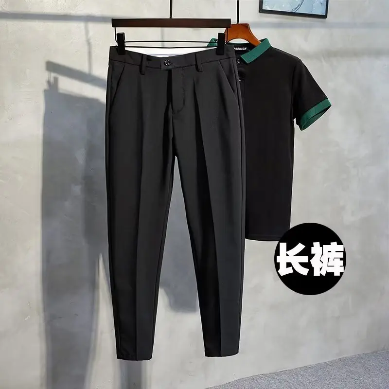 Knöchellange Slim-Fit-Hose für Herren, lässige Anzughose