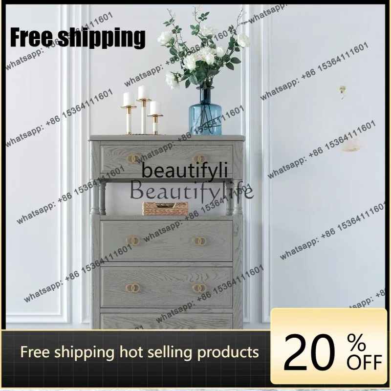 Factory CustomizationFour-Bucket Cabinet Chest of Drawer Side Cabinet Wine Cabinet Italian Light Luxury High Grade Gray Solid