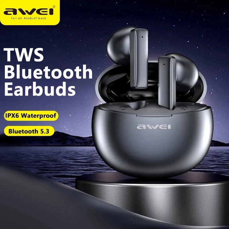 Awei TWS Bluetooth 5.3 Earbuds Wireless Bluetooth Earphones Touch Control Stereo Headset Waterproof Sport Headphones