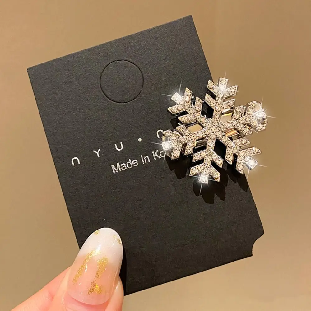

Sweet Diamond Rhinestone Snowflake Hairpin Silver Side Clip Christmas Hair Clip Pearl Barrettes Student