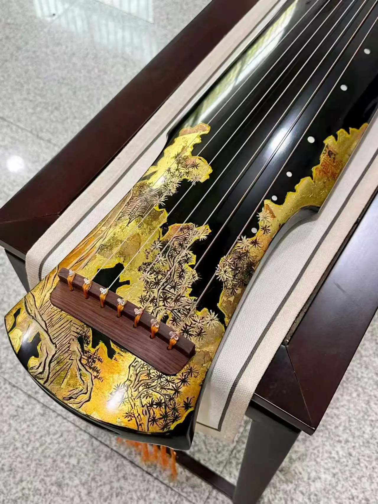 Guqin Fuxi Style, Old Chinese Fir, Hand Painted Craft, Traditional Chinese Stringed Musical Instrument