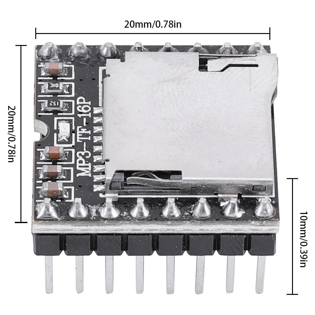 DFPlayer Mini MP3 Player Module TF Card U Disk Mini MP3 DF Player Audio Voice Module IO/Serial Port/AD MP3-TF-16P for Arduino