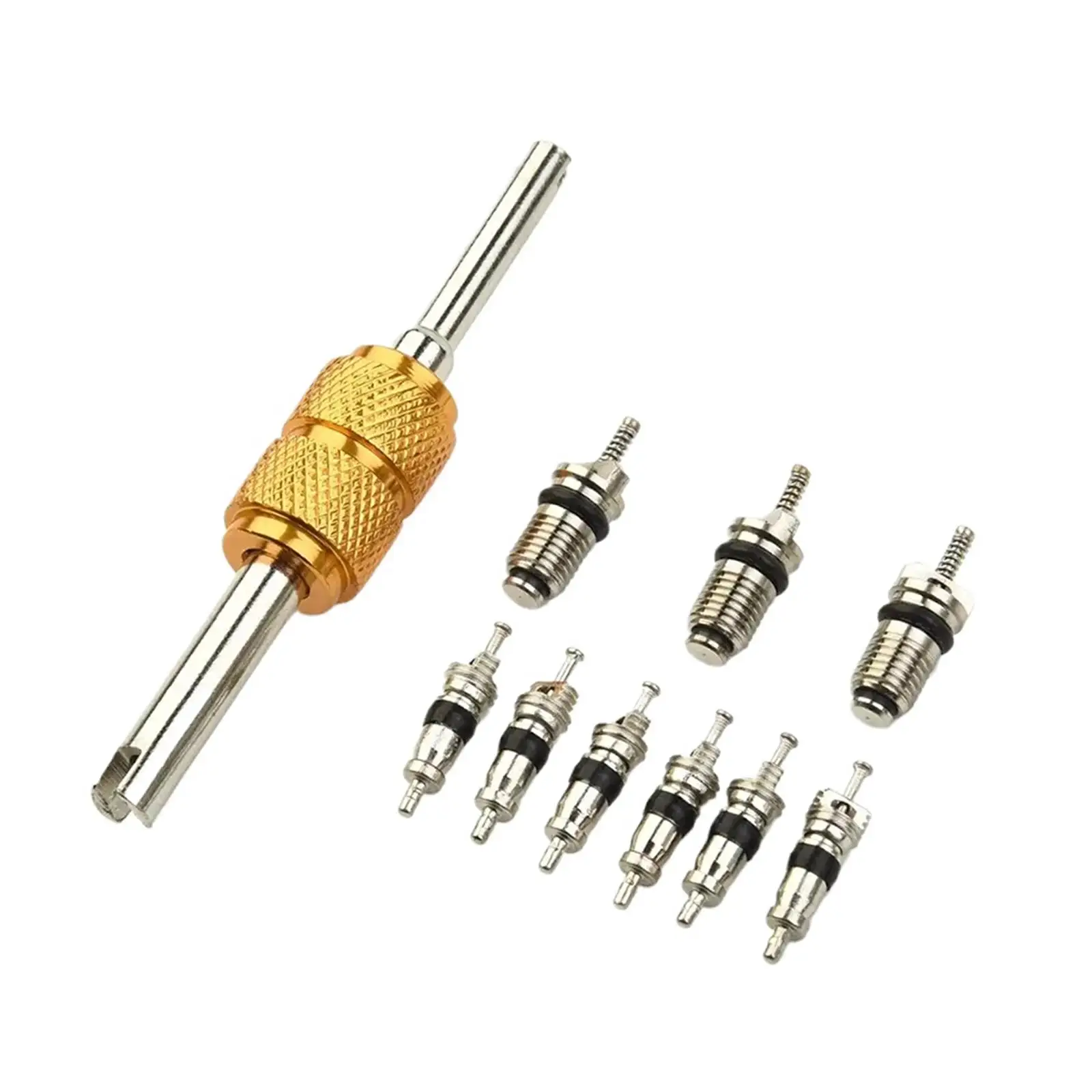 9 Pieces Air Conditioning Valve Core Kit Assortment Repair Easy Installation Universal Remover Tool A/C System Repair Service