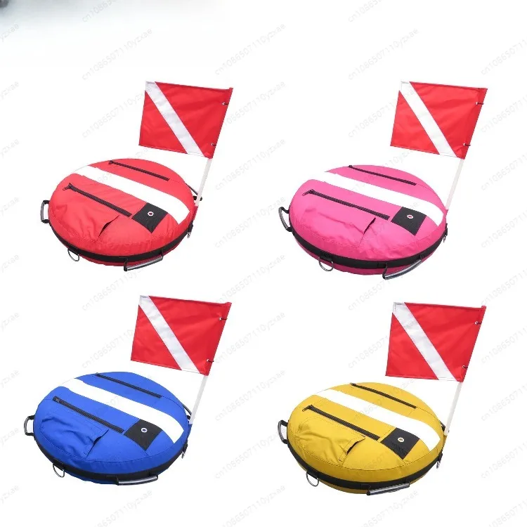 Diving Surface Signal Buoy - Round Floating Ball for Snorkeling & Freediving, Boat Marine Marker with Small Flag, SMB Float