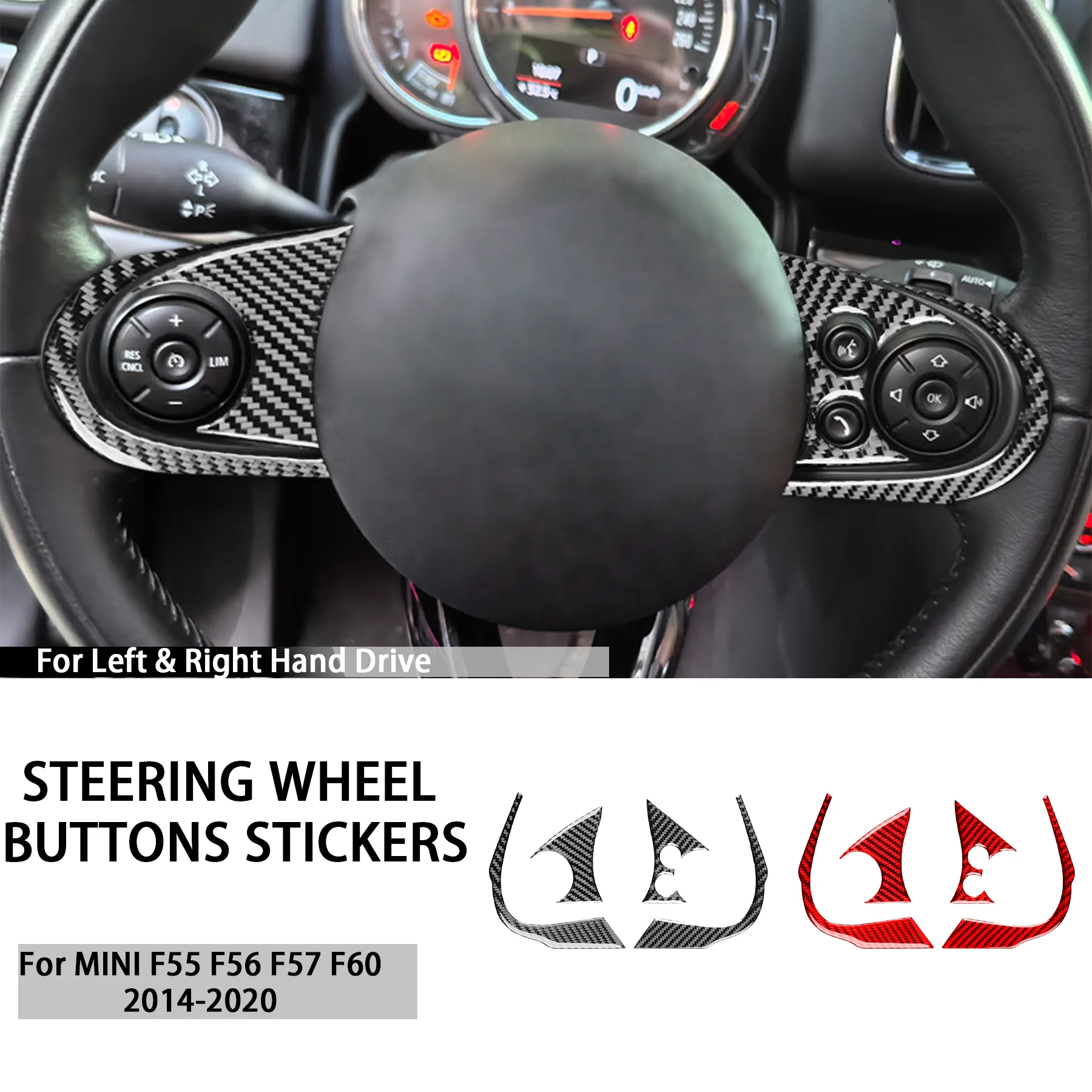 

FOR MINI F55 F56 F57 F60 2014-2020 Car Interior Accessories Steering Wheel Button Panel Frame Decoration Carbon Fiber Sticker