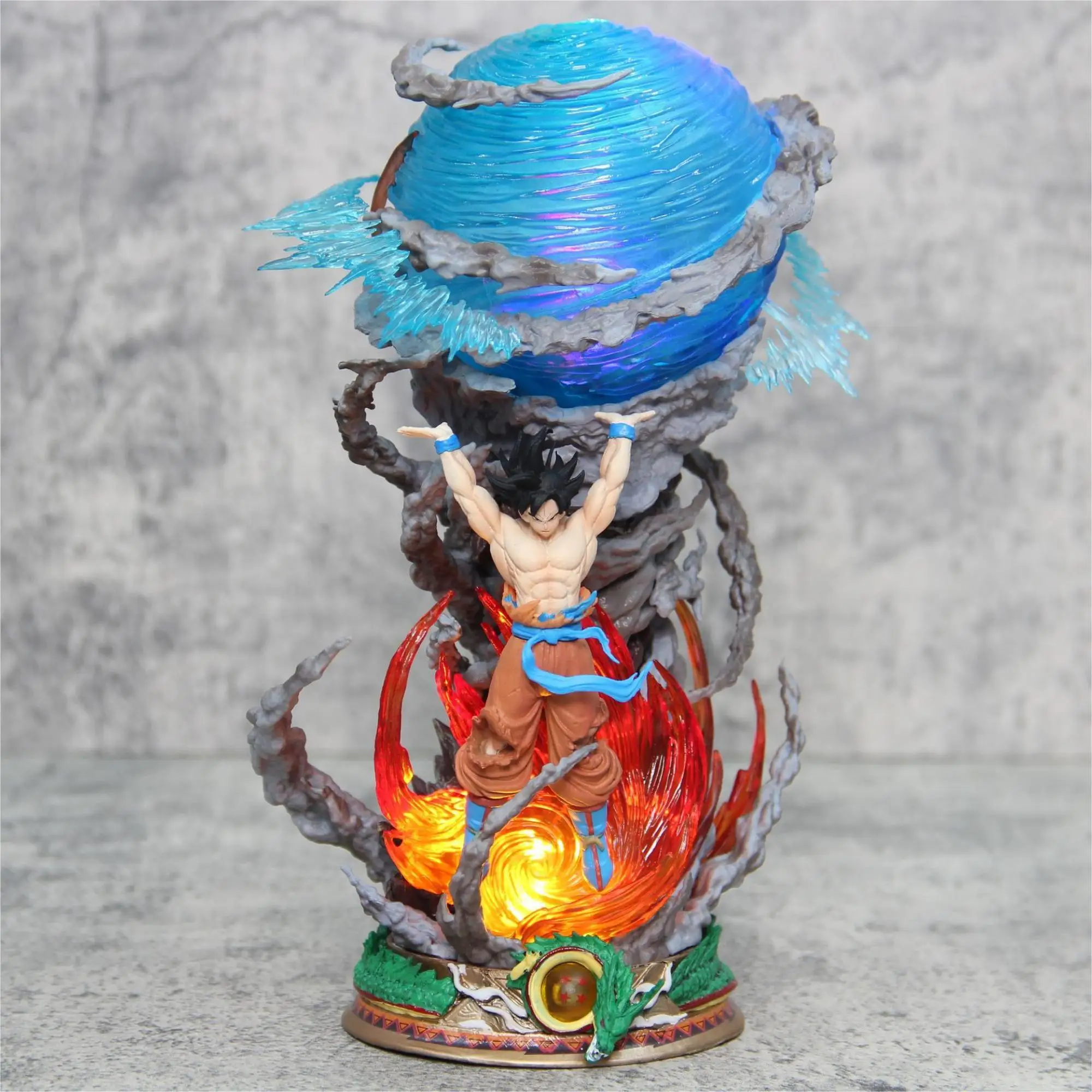 23cm Dragon Ball Figures Super Saiya Action Figure Spirit Bomb Sou Goku Model Pvc Statue Doll Collection Decoration Toys Gift