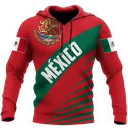 Sudadera con capucha con estampado 3d de bandera de emblema nacional de México para hombres y mujeres, Jersey informal de gran tamaño, sudadera Popular, ropa de moda para hombres y mujeres, otoño