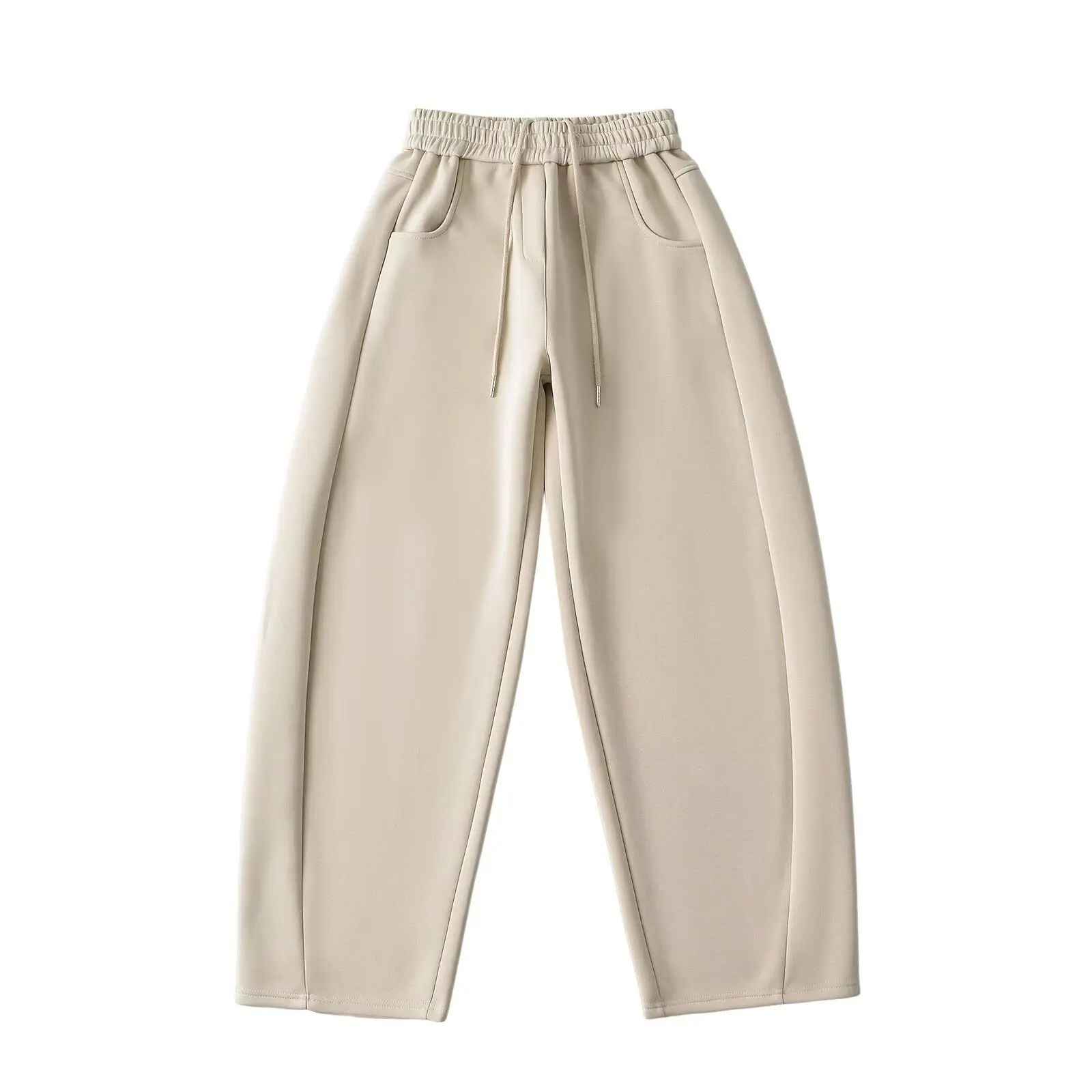 Street Style High Waist Wide Leg Sport Pants Women's Casual Drapey Knife  Straight Leg Trousers Coffee Color Spring Autumn