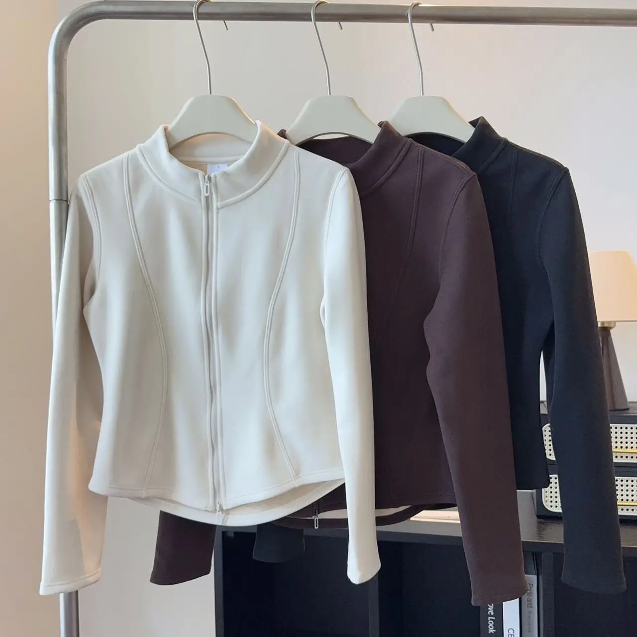 

Женский свитшот на молнии на подкладке, двусторонний теплый базовый слой из искусственного меха, супер облегающий ветрозащитный кардиган, верхняя одежда