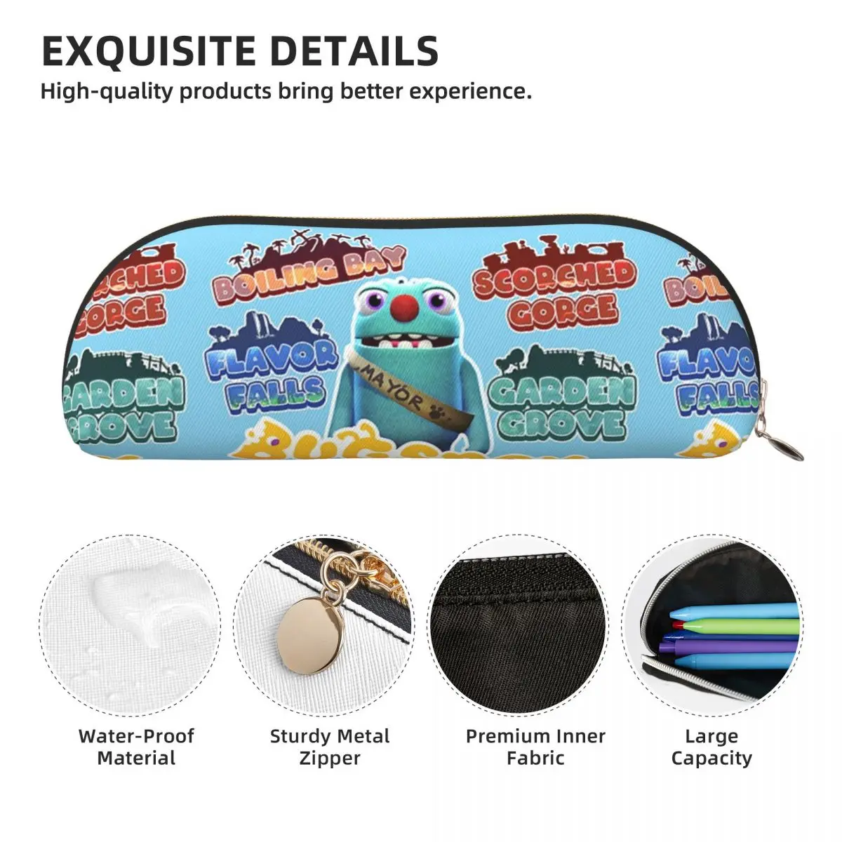 مواقف Bugsnax Fan Art Pack الوردي كيندا علة مقلمة قلم رصاص الحقيبة تخزين لوازم مكتبية صندوق القلم حقيبة أقلام رصاص صبي فتاة