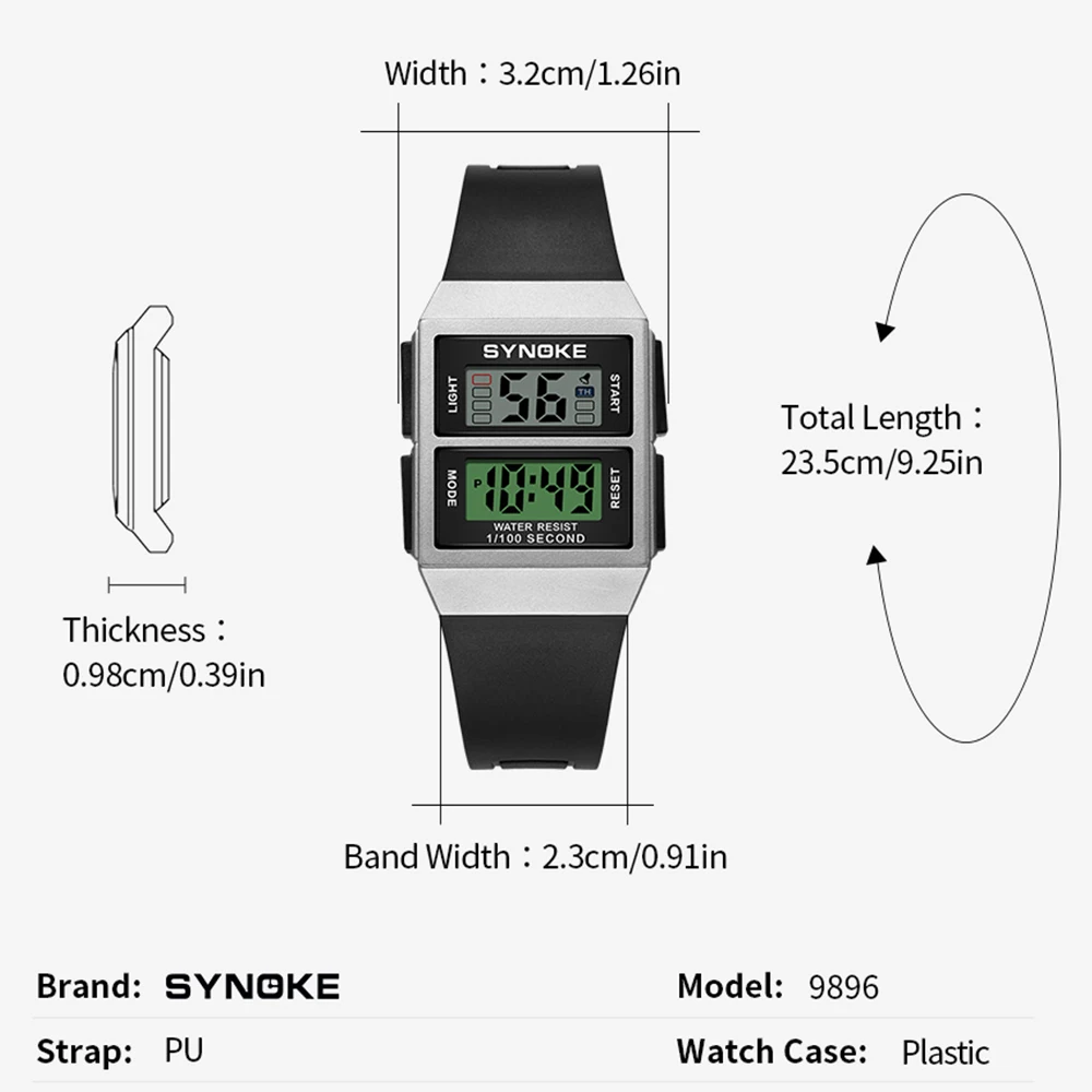 SYNOKE Sport Watch Men Waterproof Digital Display Men Wristwatches Military Clock reloj hombre