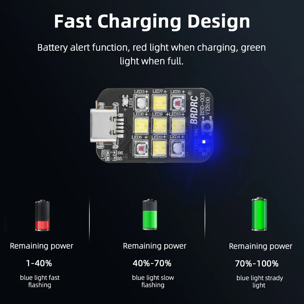ไฟแฟลช LED กระพริบแบบไร้สาย ชาร์จผ่าน USB สำหรับโดรน ไฟแฟลช LED 300mAh ไฟเตือนป้องกันการชน สำหรับ DJI Avata Mini Mavic