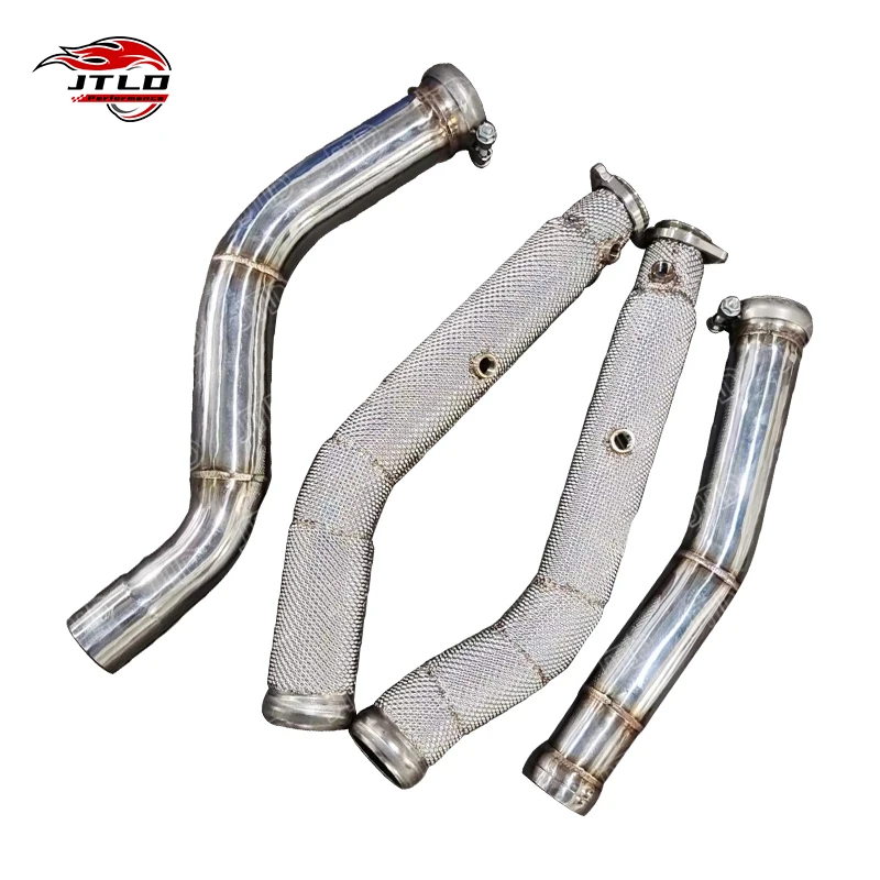JTLD SS304 Heat Shield Exhaust Downpipes For Mercedes-Benz GLE63 W166/C292 AMG 5.5T Exhaust Test Pipe Escapes