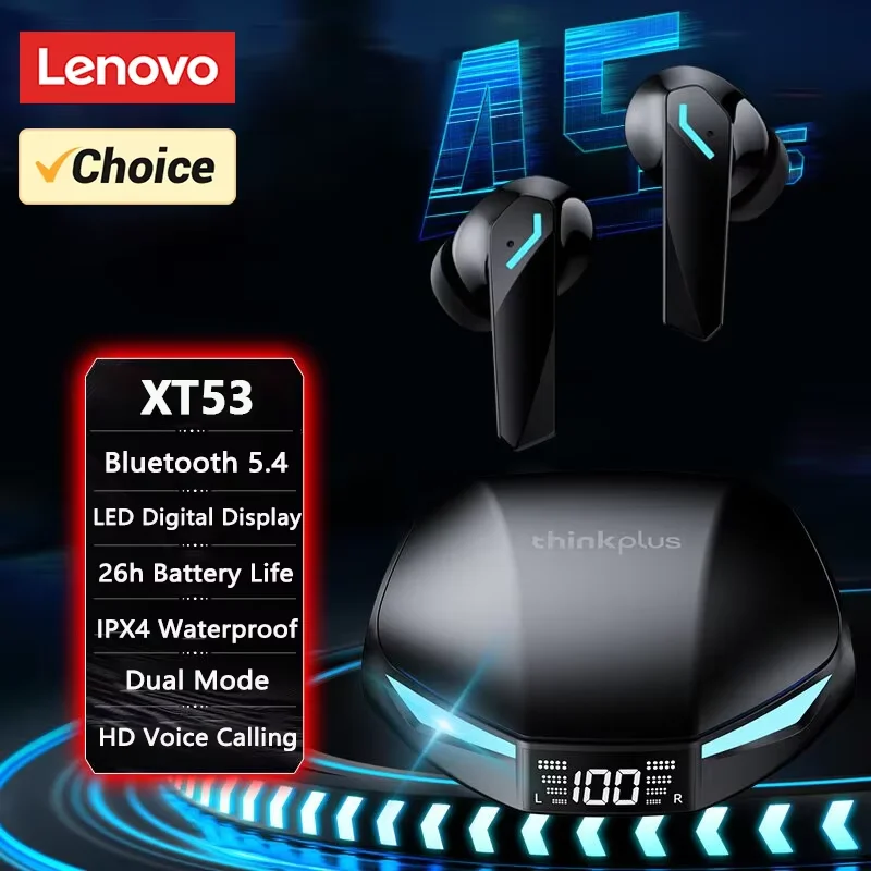 Original Lenovo XT53 TWS mise  niveau Bluetooth V5.4 casque sans fil LED affichage numrique couteurs rduction du bruit casque