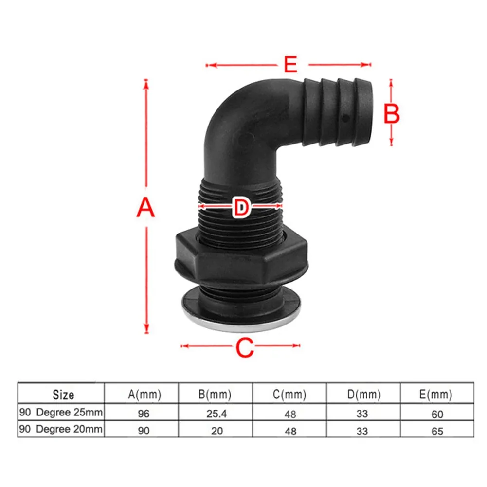 1pcs Bilge Pump Fitting 3/4inch 19mm 33MM BilgeThru Elbow Hose Hull Fitting Skin Stainless Steel Head High Quality