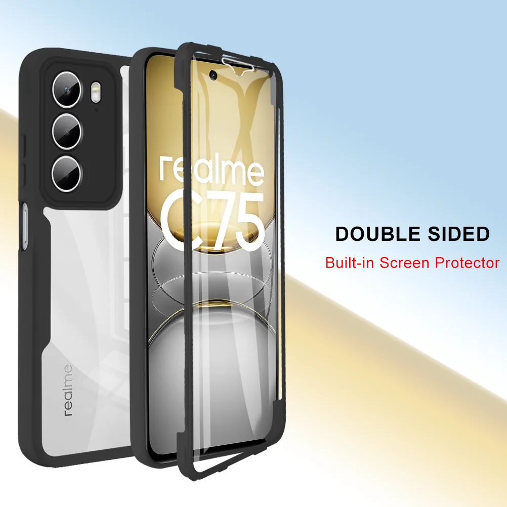 360 Double Sided Full Protection Phone Case For Realme C75 4G Slim Clear Cover with Screen Protector Phone Cover Shell Funda