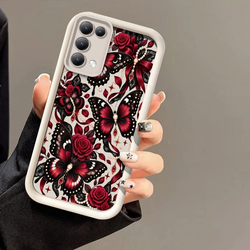 Coque de téléphone à motif floral et papillon pour OPPO Reno 16F, 16 Pro, 15 FS, 14, 13, 12F, 11F, 10 Pro Plus Mini, en TPU souple, anti-rayures, étui.