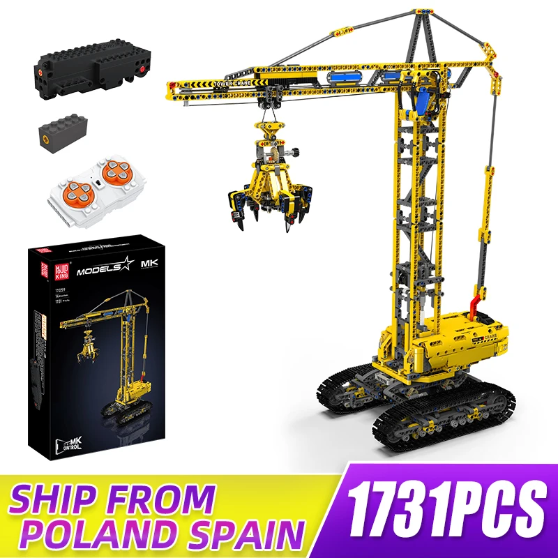 

MOULD KING 17059 Technical Series MK Mobile Tower Crane Building Blocks Kits Remote Control City Building Crane Toys for Boys