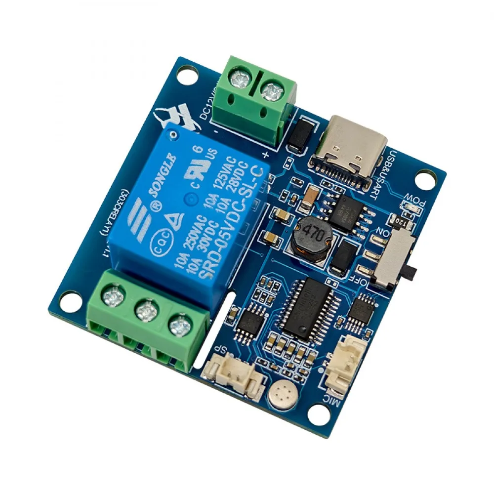 Single-channel AI Voice Relay Module Offline Voice Control Switch Intelligent Remote Control Secondary Development Board Relay