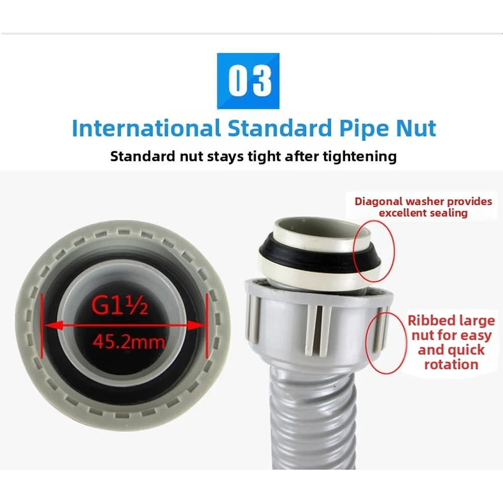 PP PVC Hose Sink Overflow Pipe Plumbing Repair Gray Reinforced Drain Pipe Sink Drain Kitchen Sink Compatibility