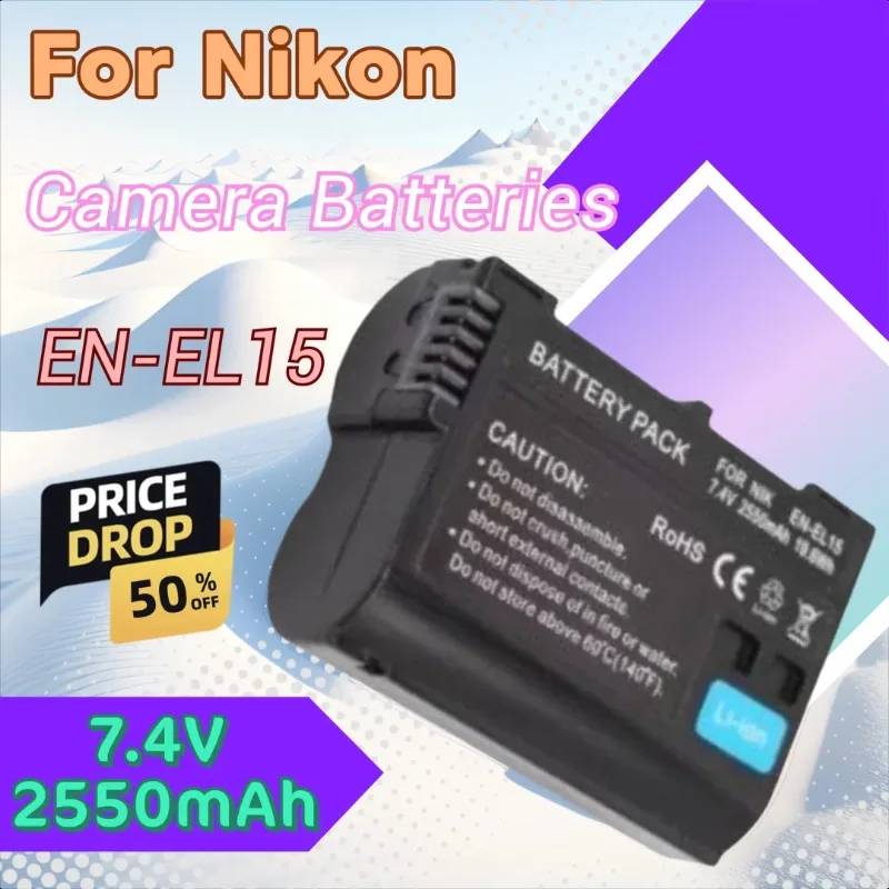 

7.4V 2550mAh EN-EL15 Camera Battery for Nikon Z5 Z6 Z6II Z7 Z7II D7000 D7200 D810 D850 D7100 D750 D500 D800 D7500 High Quality