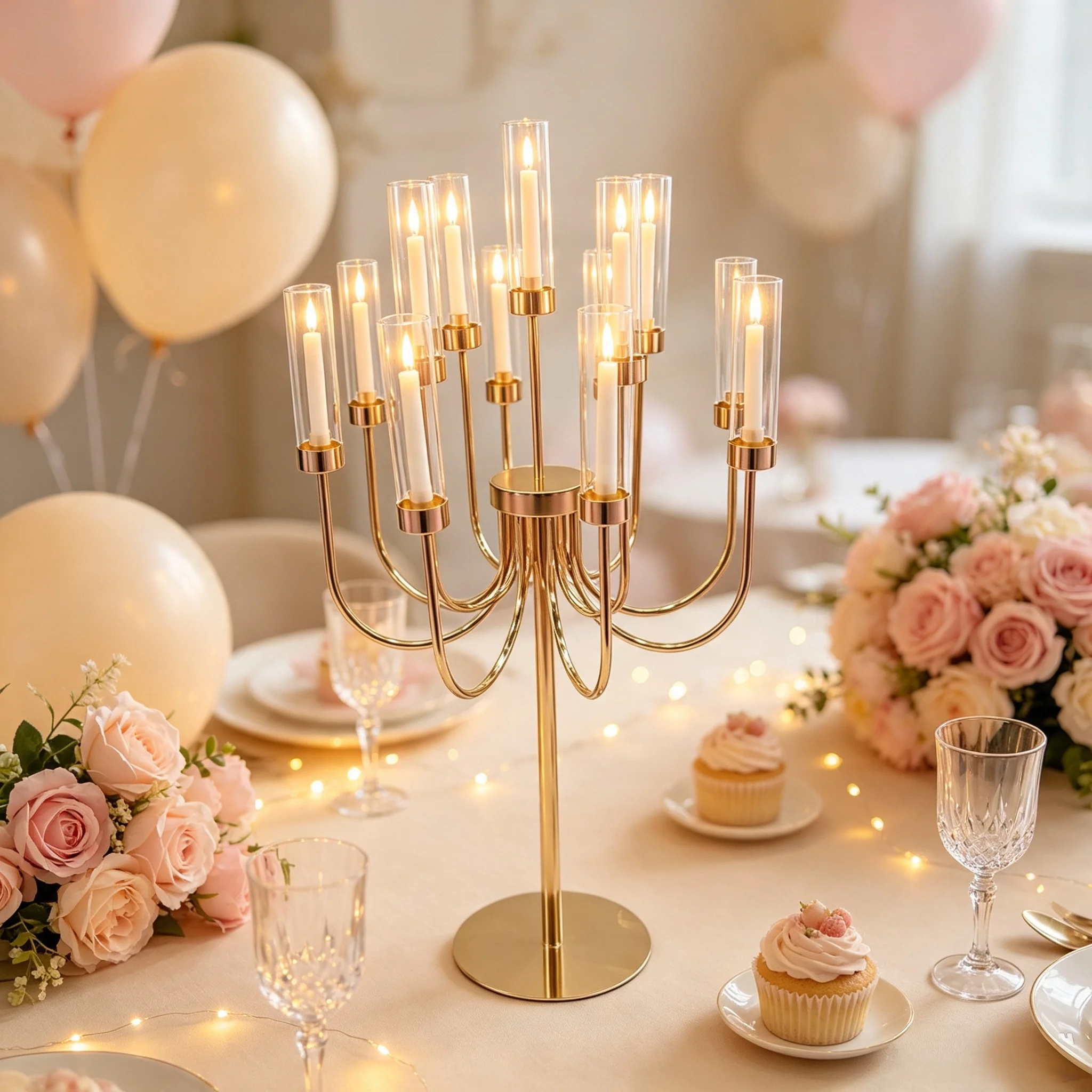 IMUWEN Acrylic Candelabras 130 CM Height 13 Heads Candle Holders Luxury Wedding Table Centerpiece Candlesticks Home Decoration