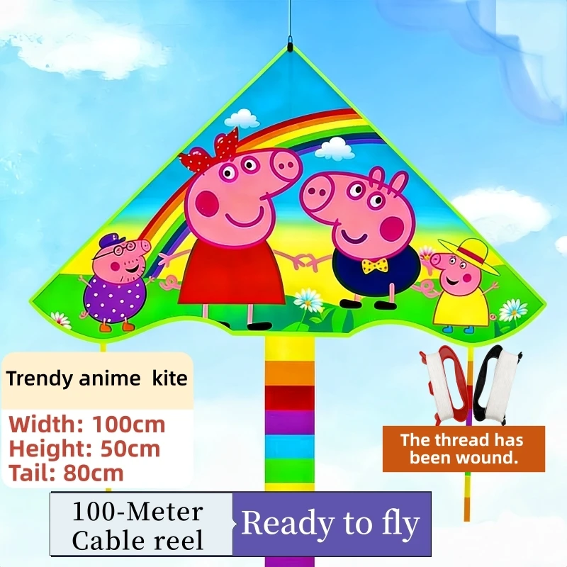 Pipa Peppa Pig Fácil de Voar, Pipa Colorida Arco-Íris, Diversão ao Ar Livre, Esportes, Praia, Crianças, Gramado, Brinquedo de Exterior, Pipas de Vento, Pipas para Exterior