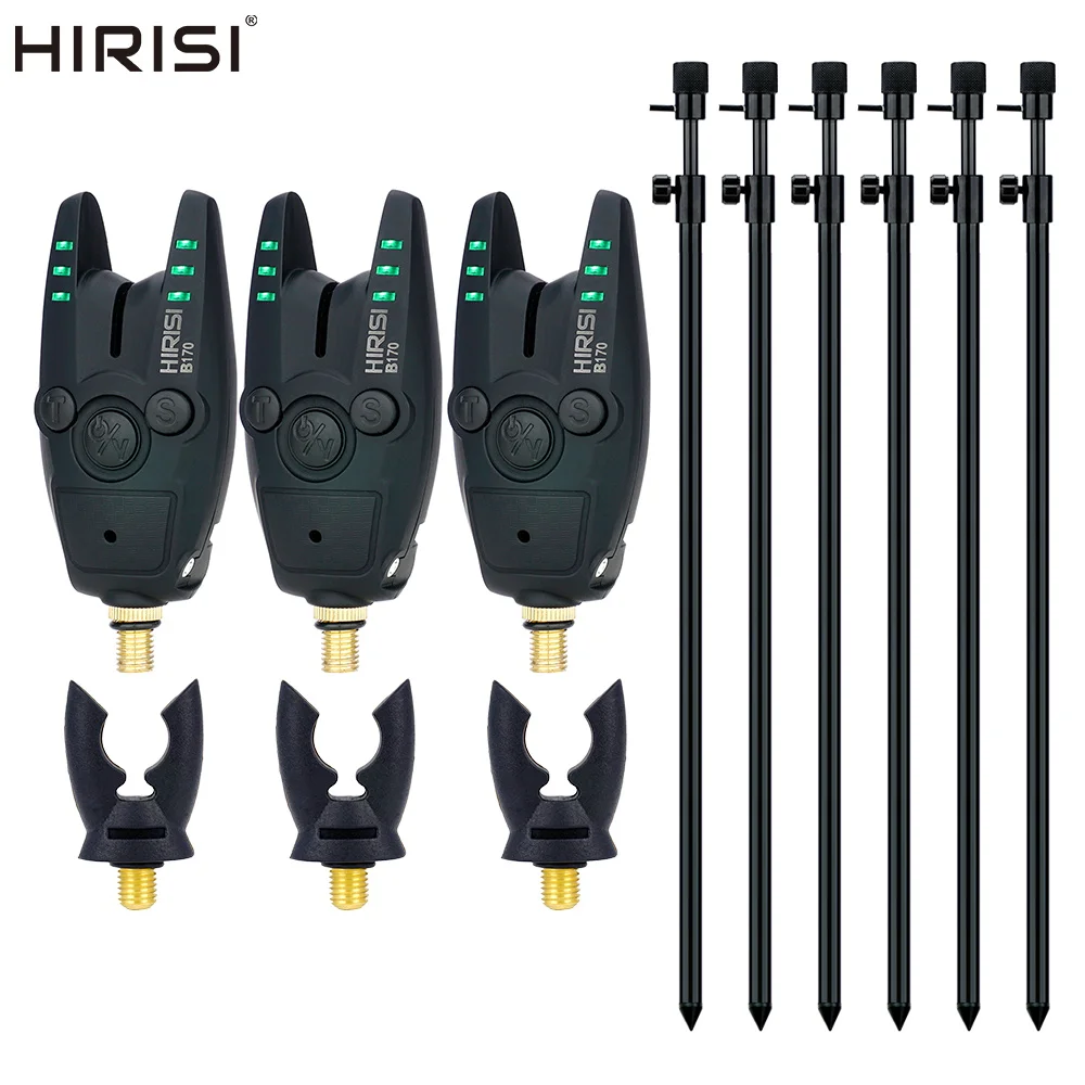 Hirisi Juego carpfishing con tubos portacañas, banksticks y alarma de picada - imagen 4